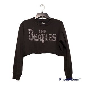 The Beatles Lyric Logo Cropped Custom Oversized pullover sweater | XS